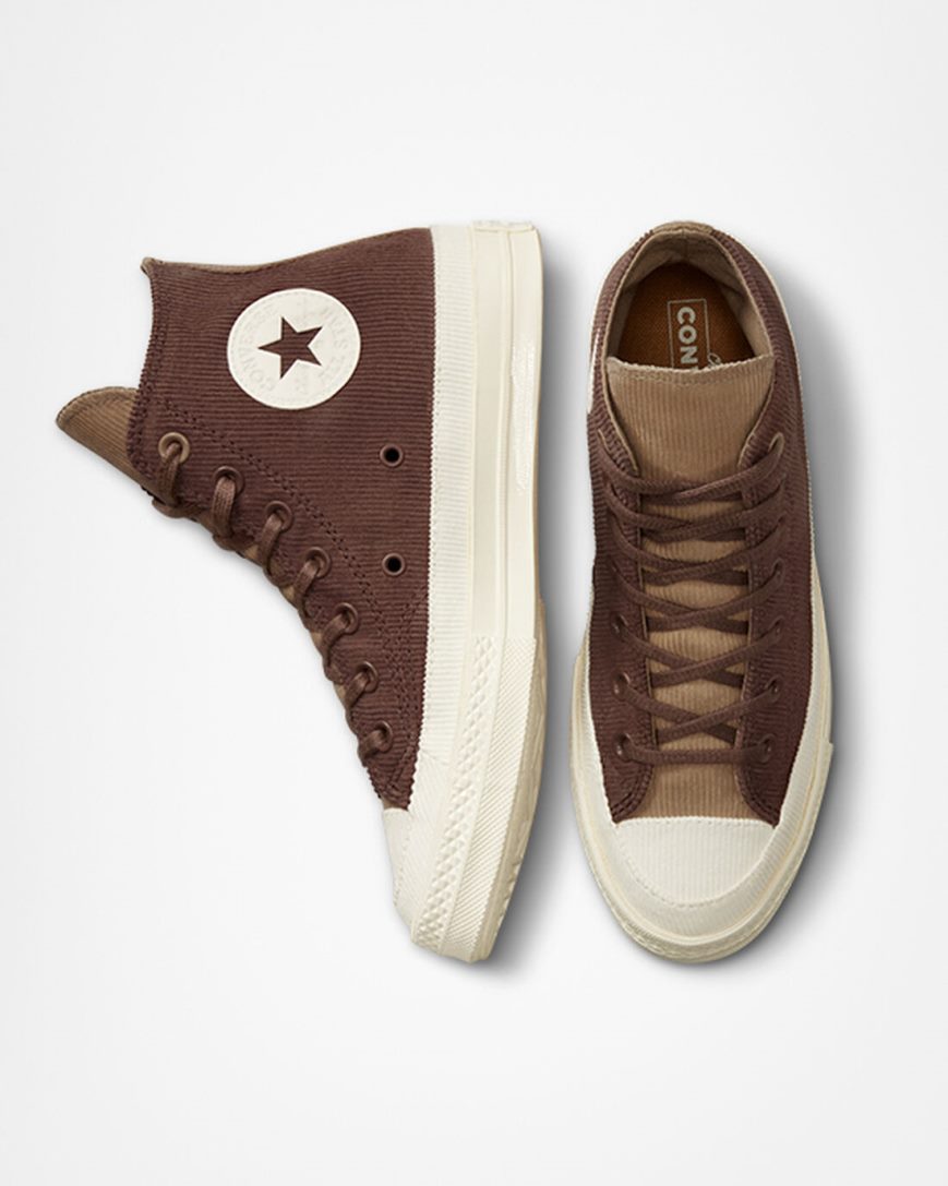 Dámské Boty Vysoké Converse Chuck 70 Stretch Corduroy Hnědé Hnědožlutý | CZ N31DV71